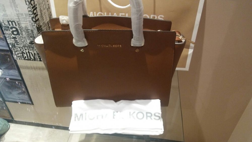 Michael Kors Selma brąz Large 37x27 saffiano skóra oryginał zapakowany