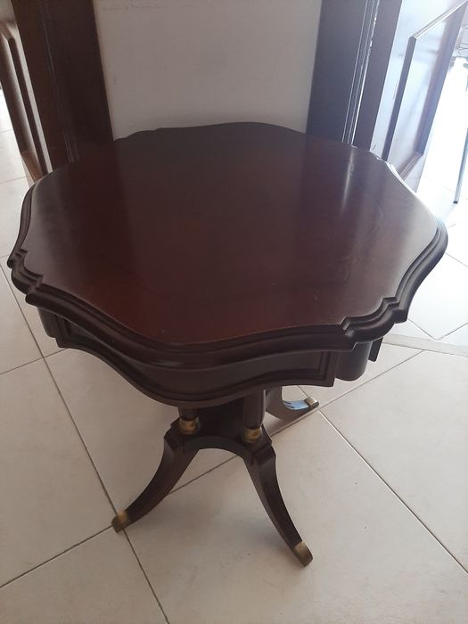 mesa apoio madeira maciça nogueira latão