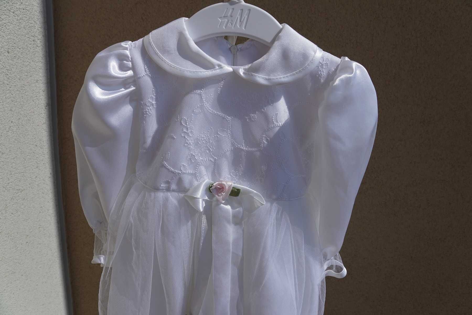 Komplet zestaw ubranko sukienka do chrztu dla dziewczynki 74  jak nowe