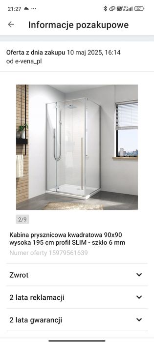 Nowa kabina prysznicowa Reihe 90x90x195