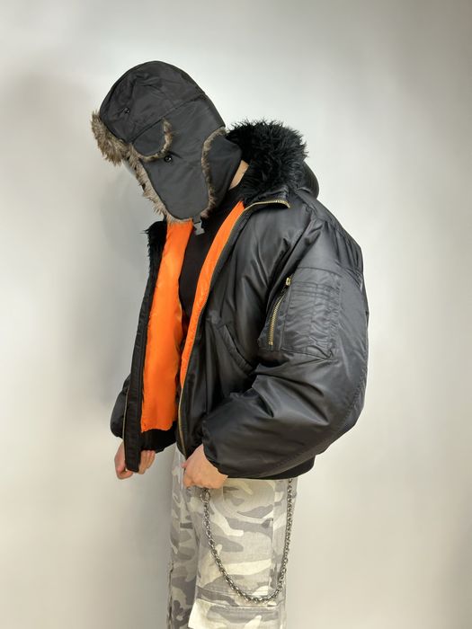 Бомбер чорний меховий з мехом аляска куртка черная MA1 opium archive M