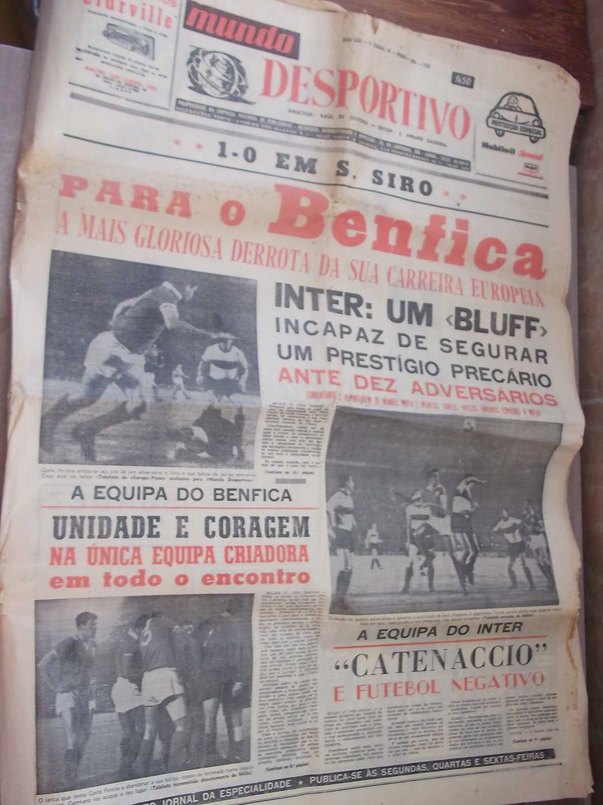Final Taça Campeões Europeus 1965 BENFICA vs INTER - Mundo Desportivo