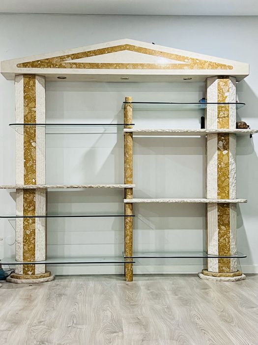Estante em mármore com mesa de centro  ( conjunto )