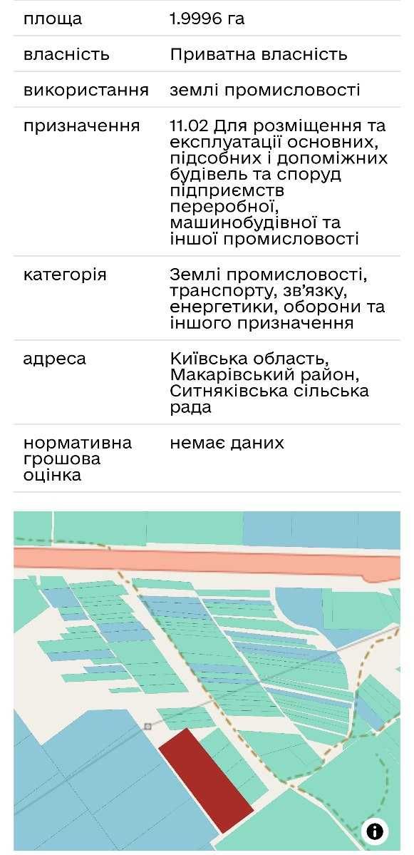 Діялнка 2га цільове-під промисловіть/логістику. Житомирська трасса.
