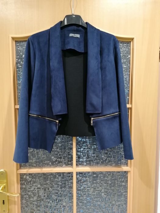 Narzutka ramoneska zamsz granatowa