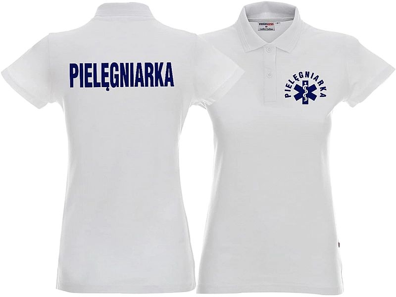 Koszulka Polo damska PIELĘGNIARKA biała (S)