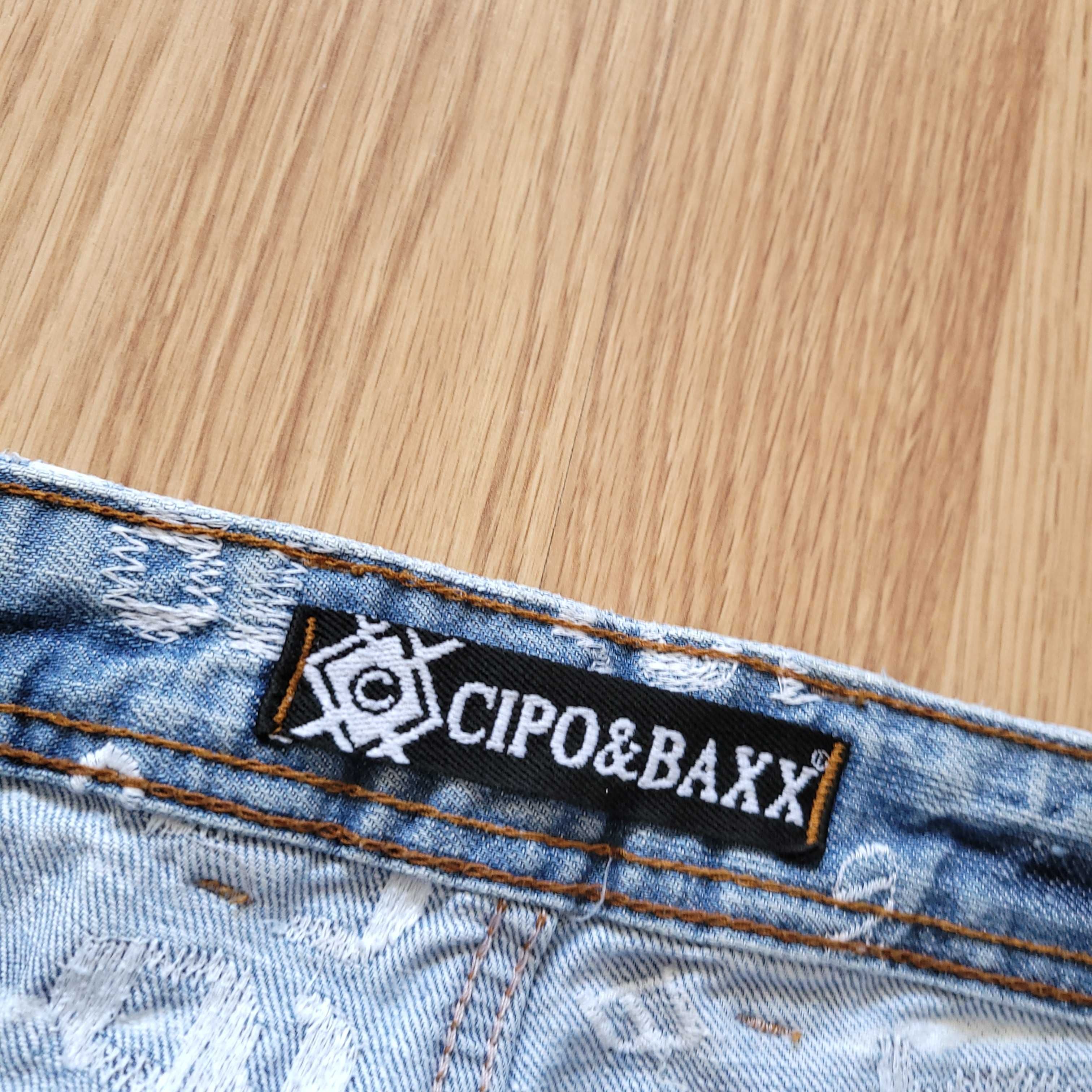 Spodnie jeansowe y2k Cipo&Baxx hafty 33/32 drip
