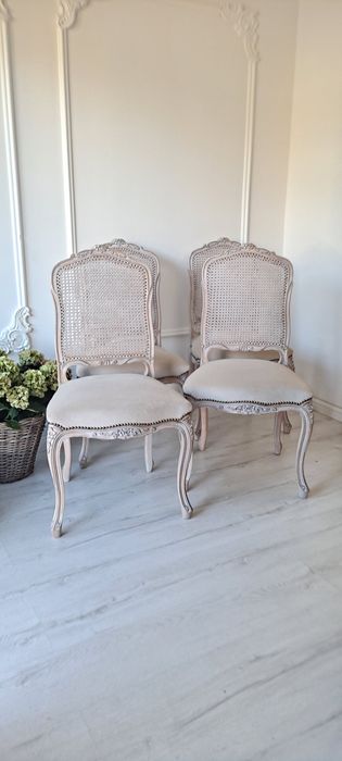 Stylowe krzesła rafia Shabby Chic Ludwikowskie Ludwik Prowansja  boho