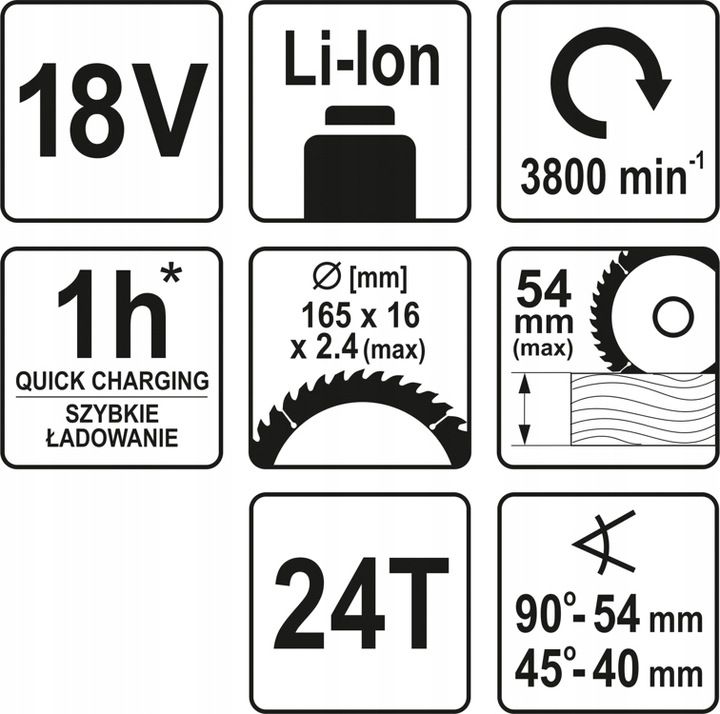 Yato Pilarka Akumulatorowa 165mm 18v Piła Tarczowa
