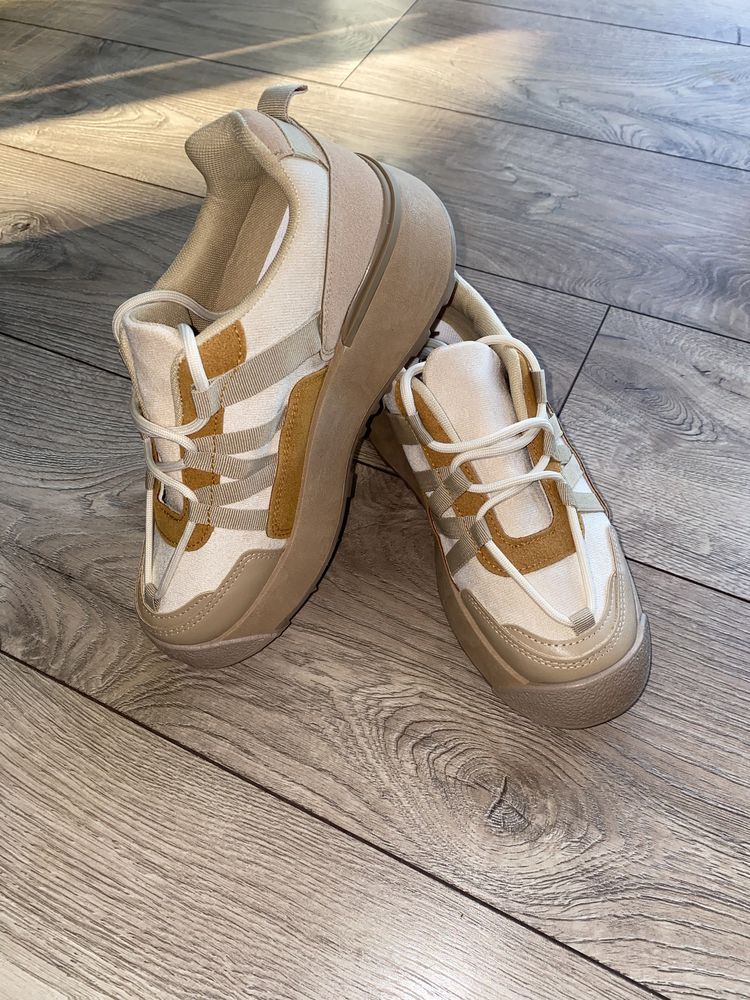 Nowe damskie sneakersy, camel, beż, 38, buty sportowe