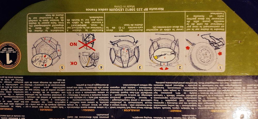 Łańcuchy śniegowe Norauto 102 na 15" lub 16" lub 17" NIEUŻYWANE