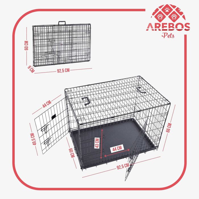 Arebos - Klatka dla Psa | 36'' | Składana | Rozmiar L