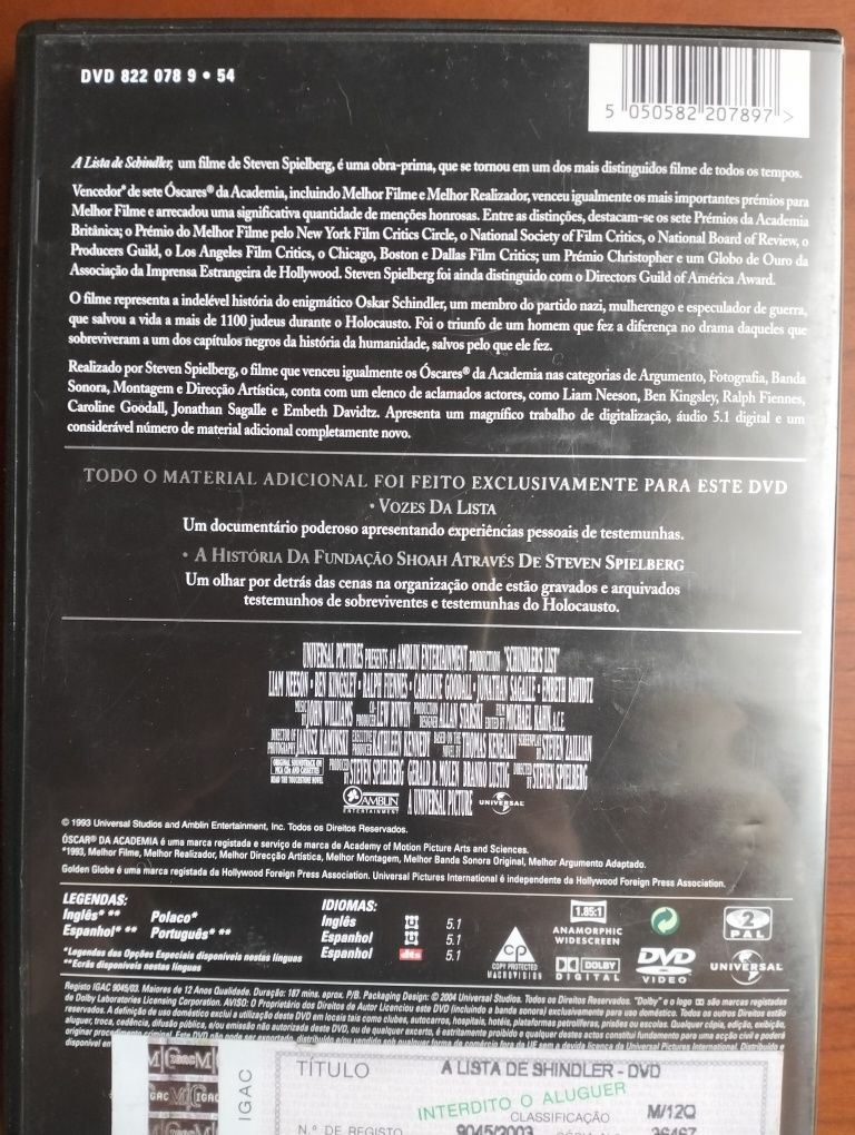 DVD A Lista de Schindler - edição de 2 discos