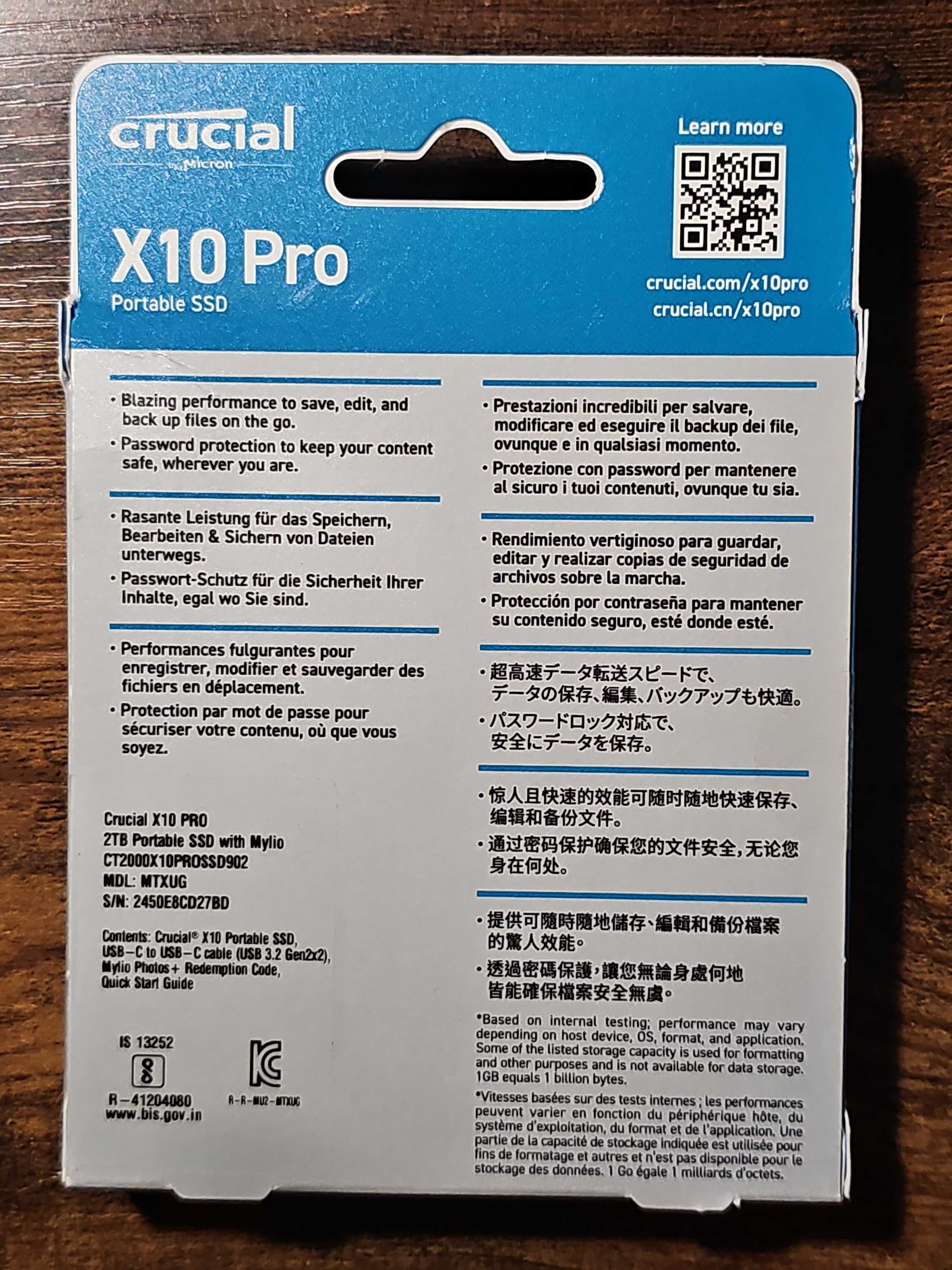 Crucial Dysk SSD X10 Pro 2TB USB-C 3.2 Gen2 2x2