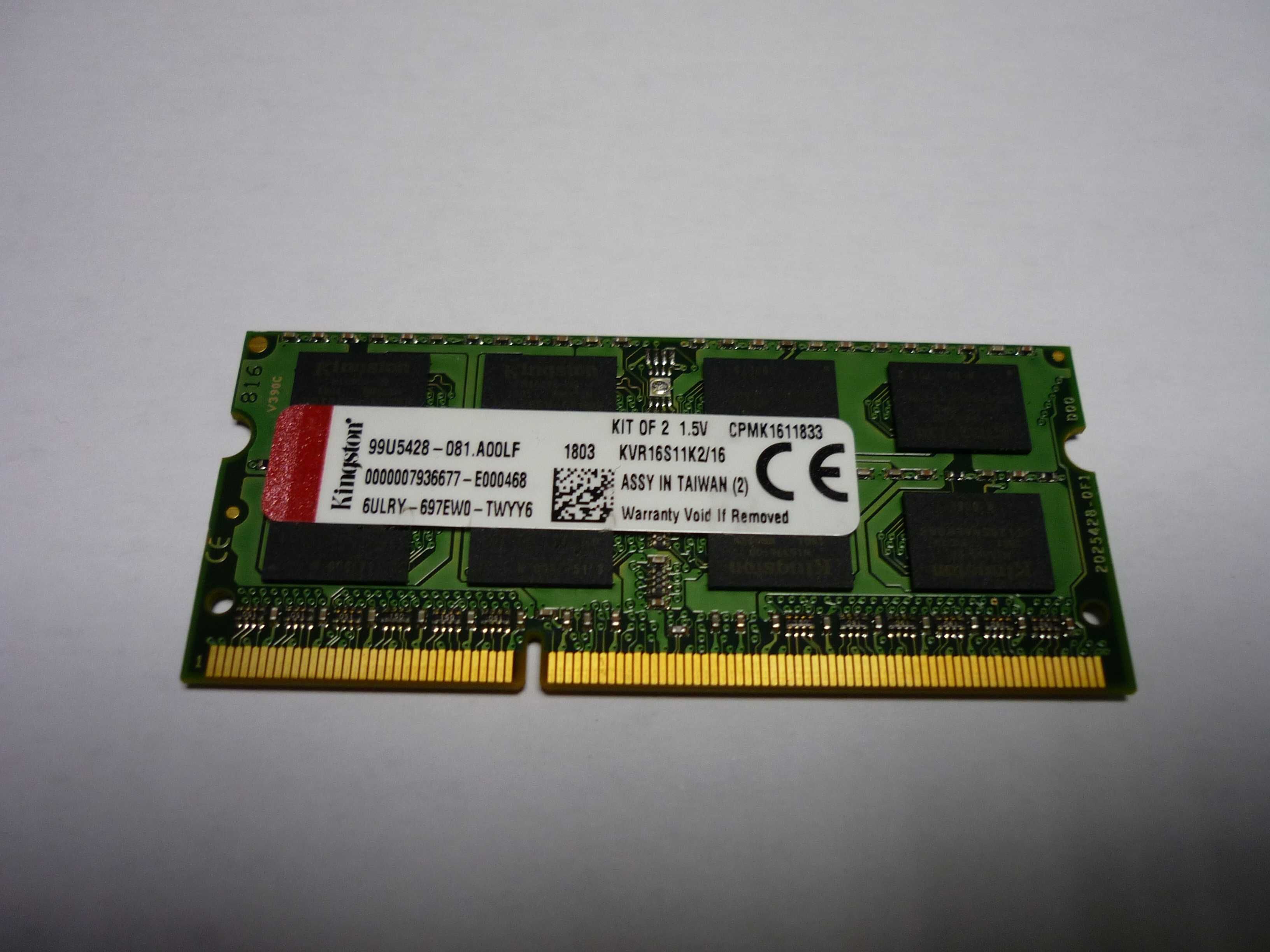 Pamięć RAM 8GB DDR3 Kingston KVR16S11K2 SODIMM, gwarancja