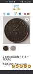 Vendo moeda 2 centavos 1918. Base 1000 euros