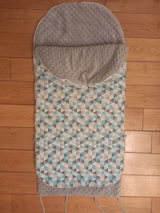 Ciepły śpiworek zimowy + mufka do wózka sanek polar minky JAK NOWE!