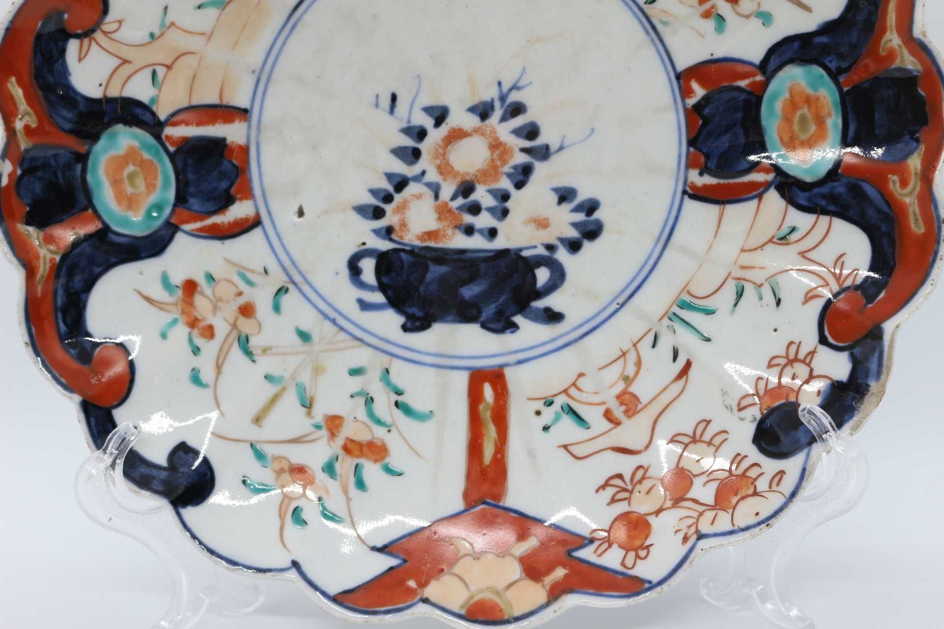 Prato Porcelana Chinesa Recortado Decoração Imari XIX (2)