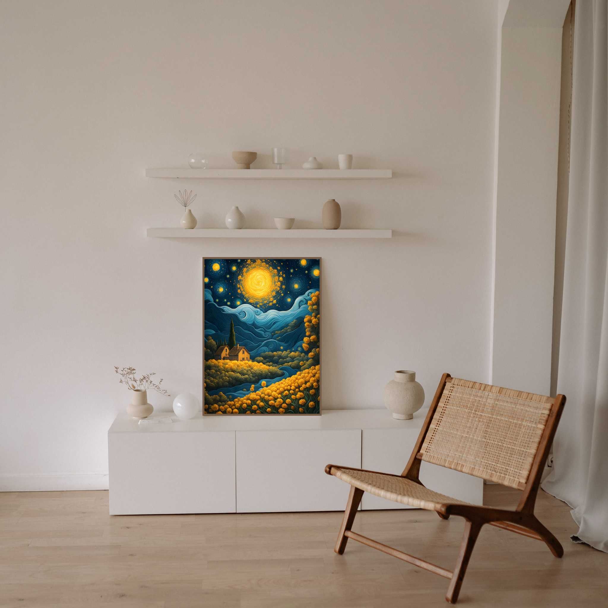 Plakat noc w stylu Van Gogha do salonu/ biura - 30x40cm