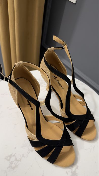 Buty damskie skórzane na obcasie do tańca ślubne wygodne bachata latin