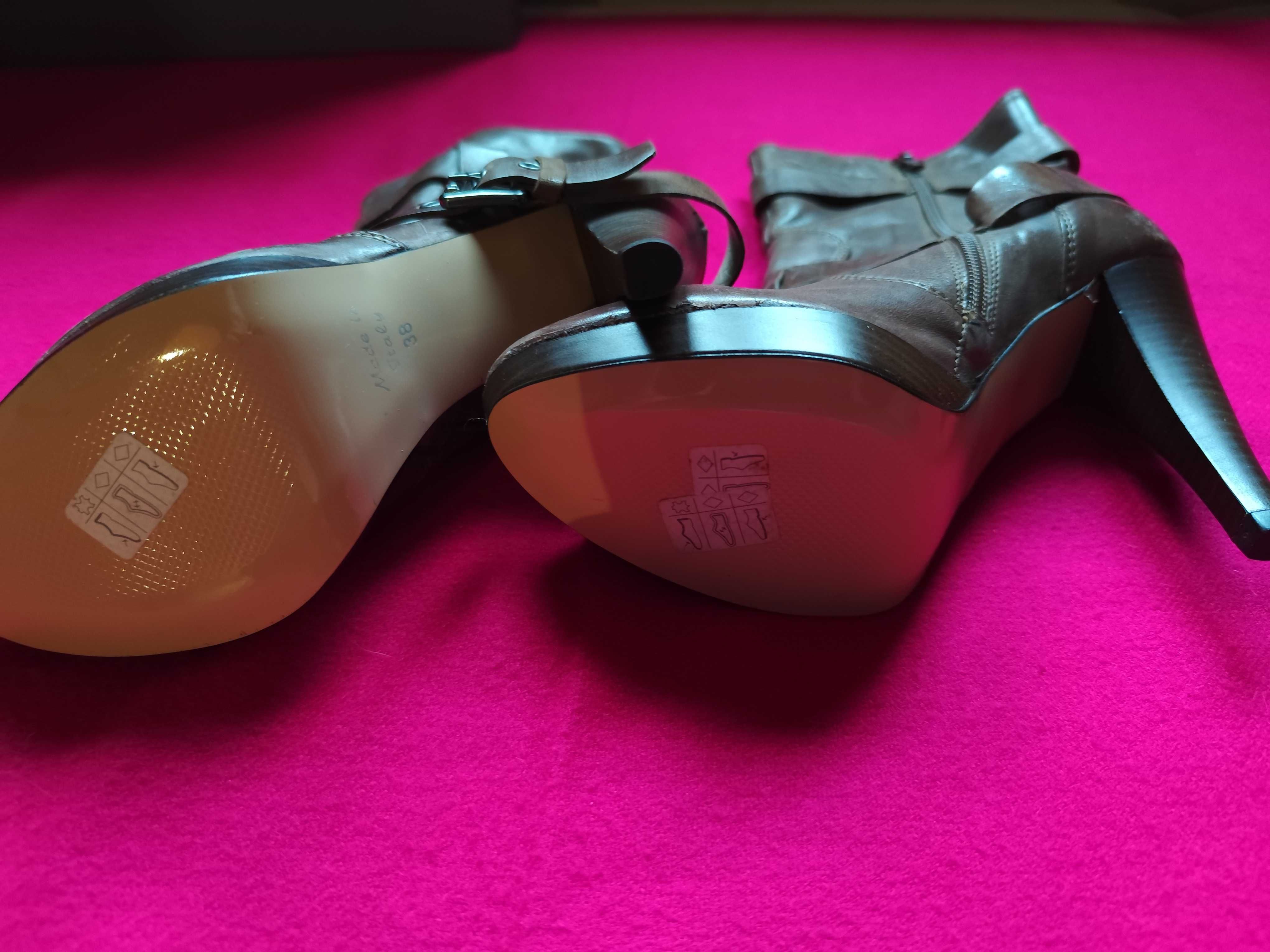 skórzane buty botki damskie Bata rozmiar 38 wysoki obcas nowe