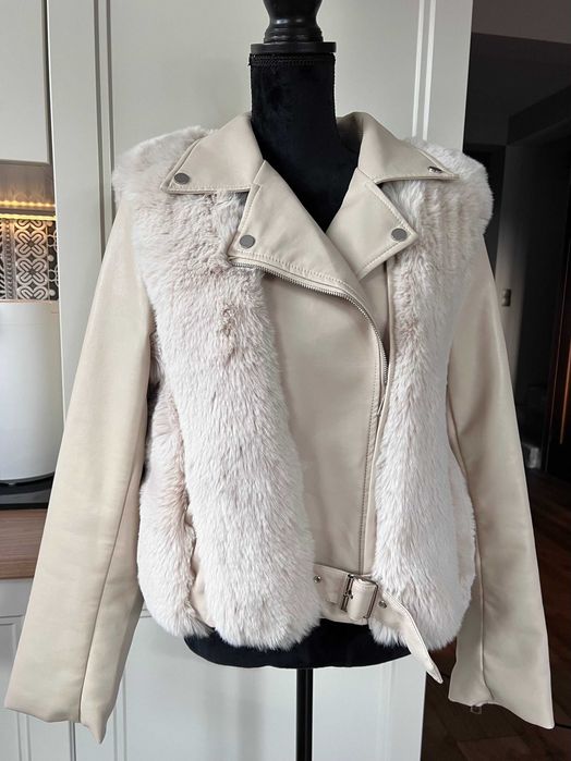 Dopasowana Kurtka Ramoneska z futrem XXL