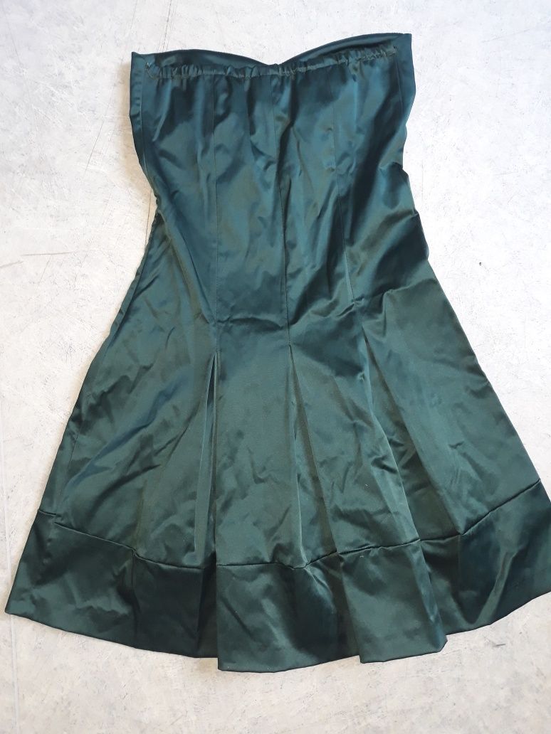 Vestido cerimônia cetim verde garrafa