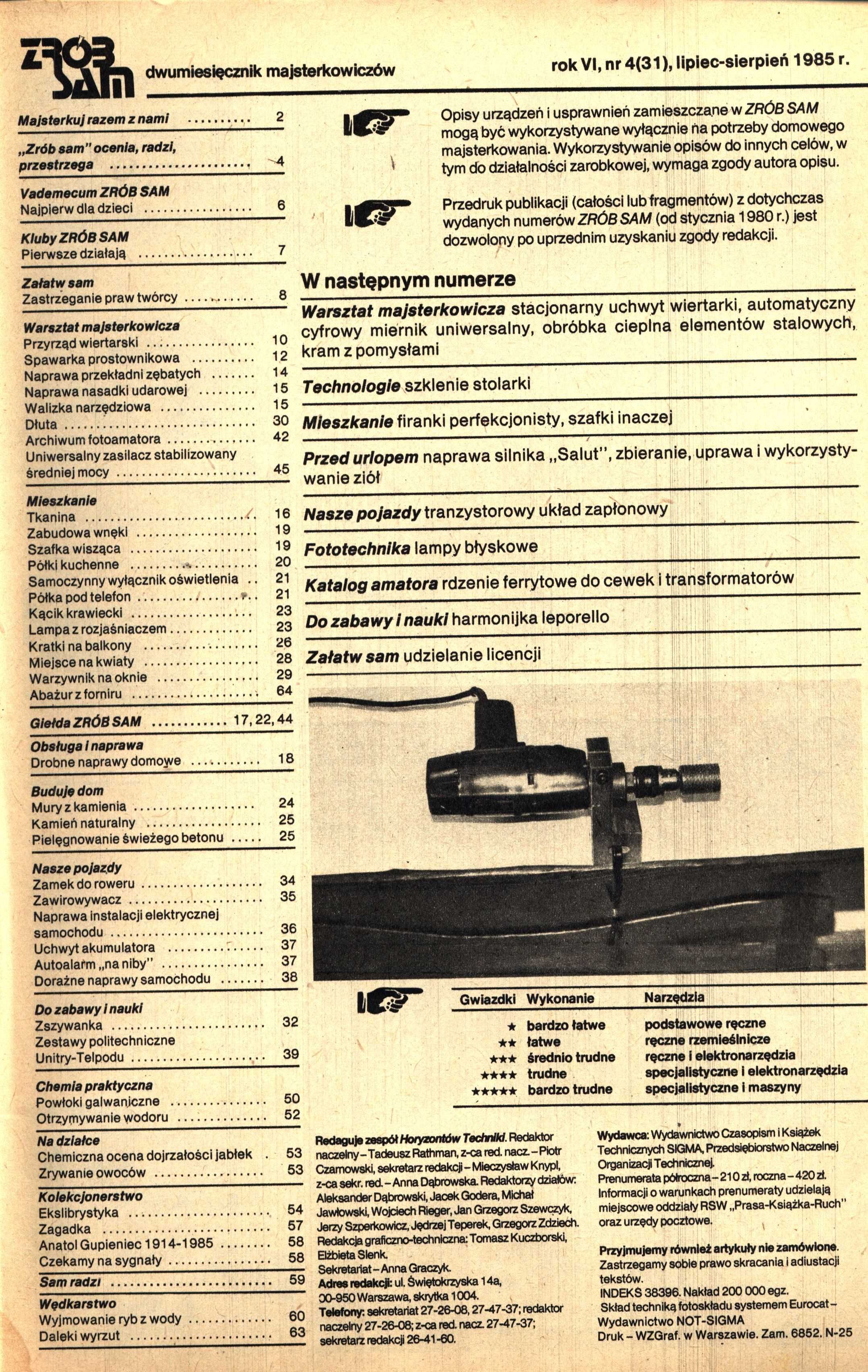 Zrób Sam 1985 Dwumiesięcznik