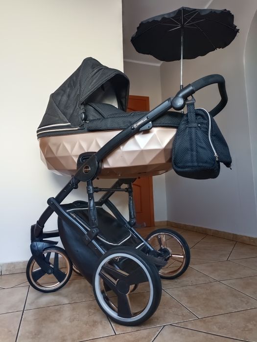 Pilnie sprzedam! Wózek JUNAMA DIAMOND Mirror Satin 3w1 + baza ISOFIX