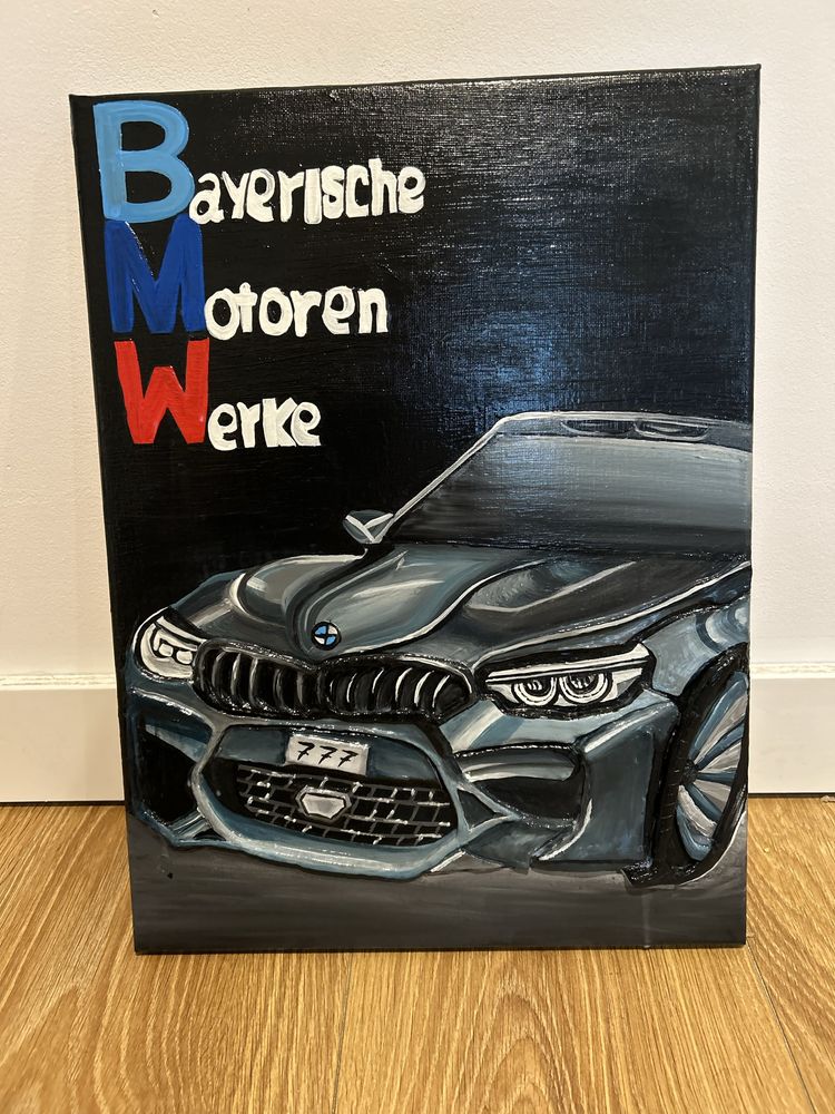 Shtuka 3D z BMW, akrylowa na plotne