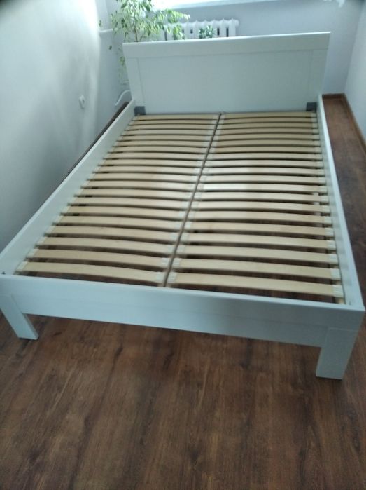 Łóżko białe drewniane 140/200 Agata Meble +stelaż