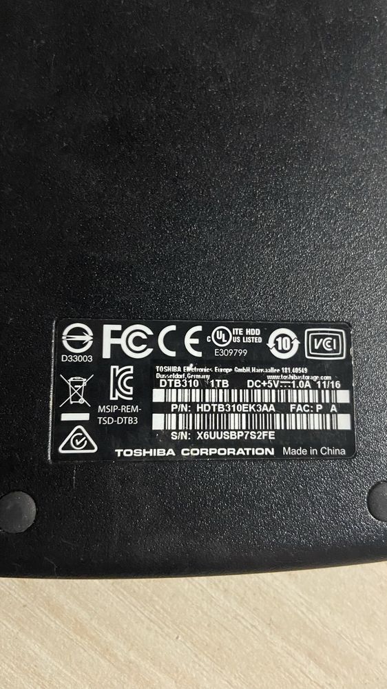 Внешний Жесткий диск Toshiba 1Tb black HDTB310EK3AA