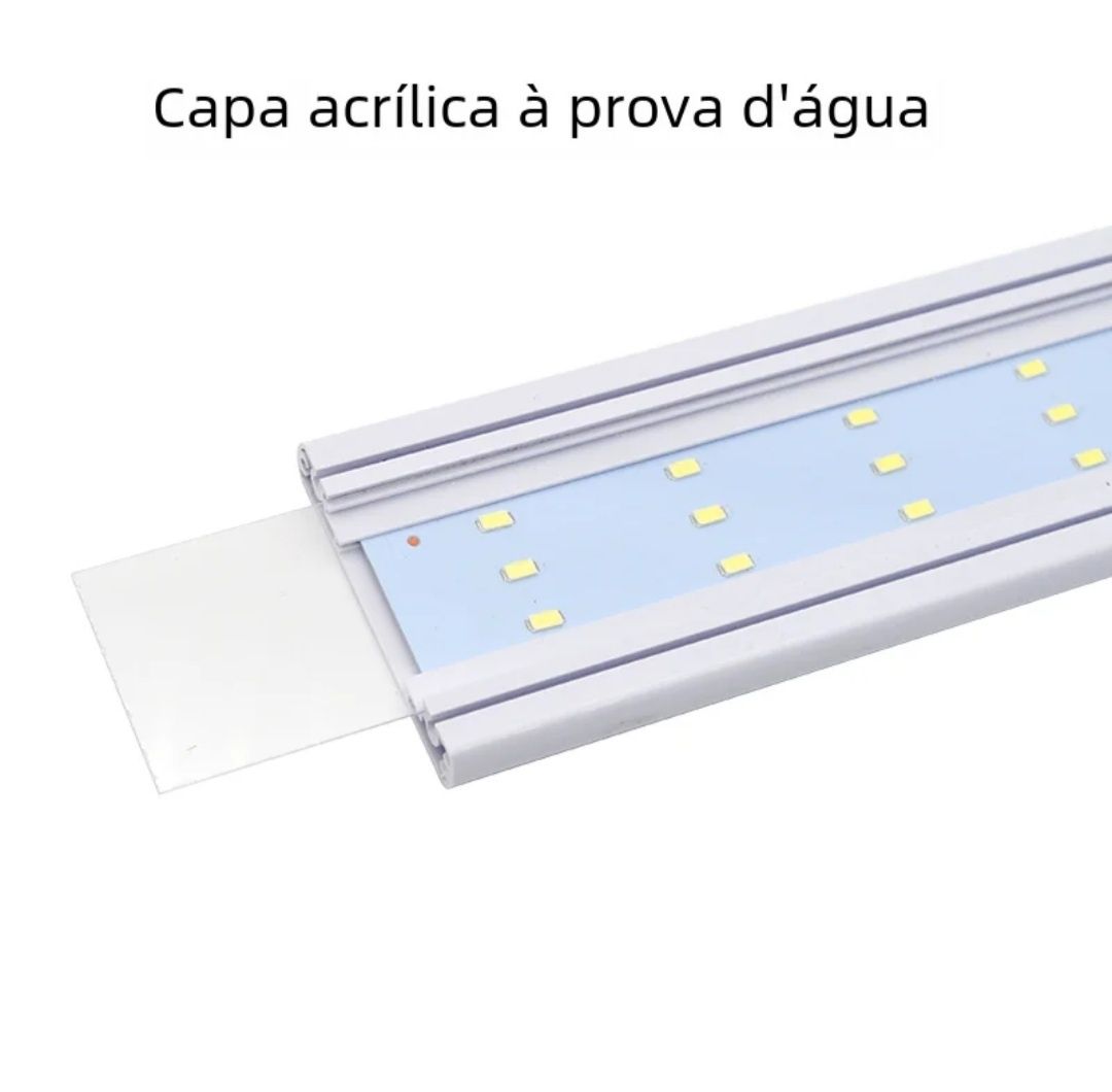 Iluminação para aquário 48 cm mais 14 cm extensíveis.