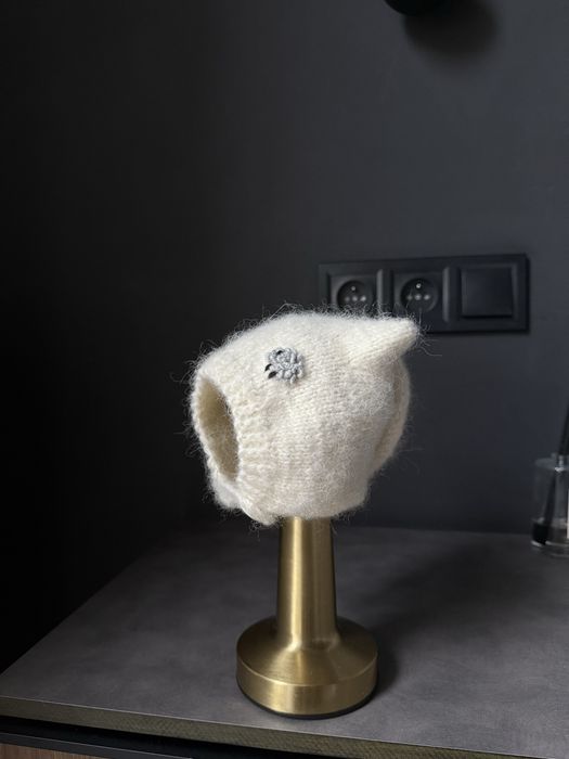 Czapeczka bonetka kotek r. 0-4 m. Bonetka z uszami kotki