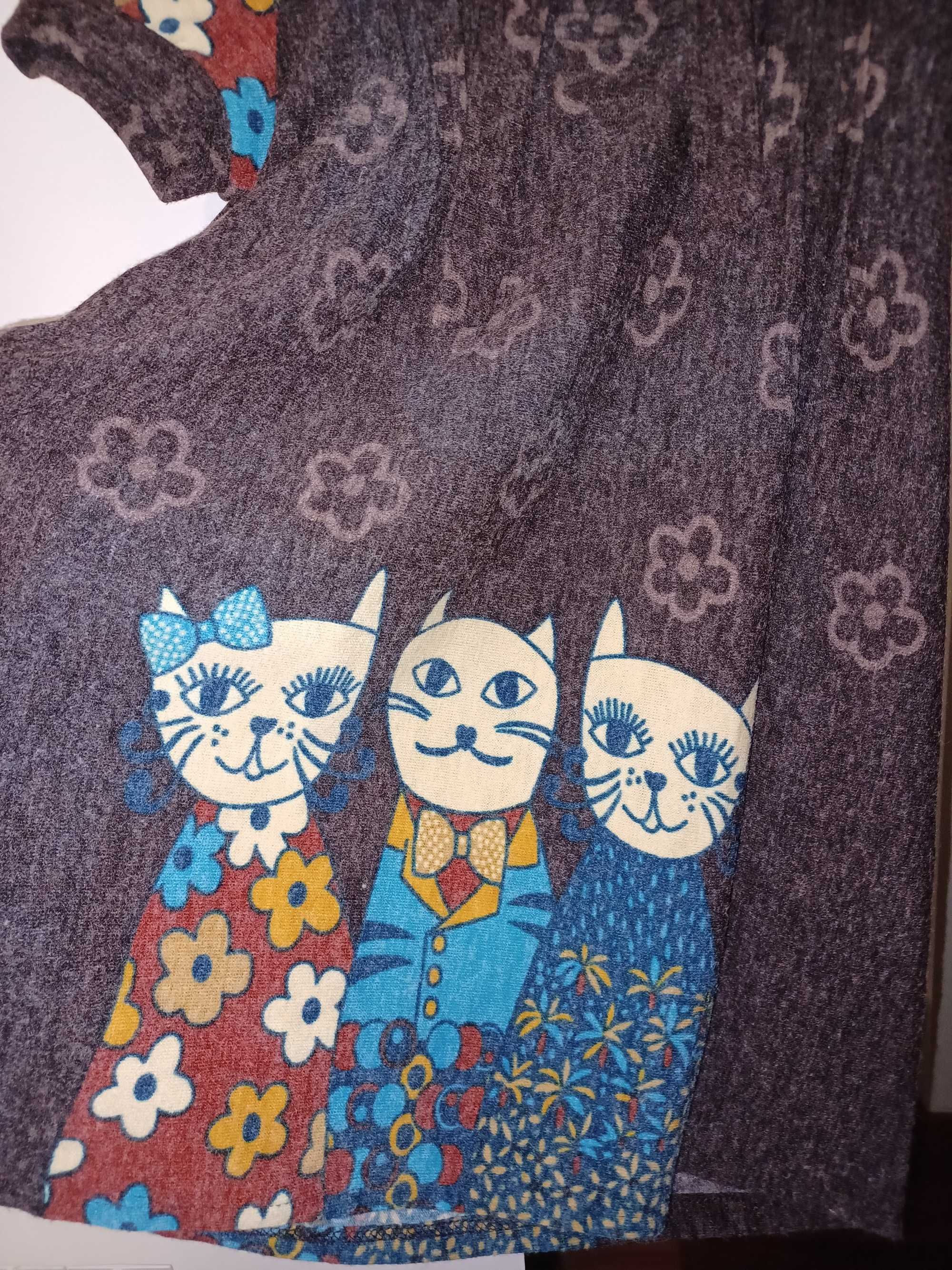 Vestido de malha com Gatos