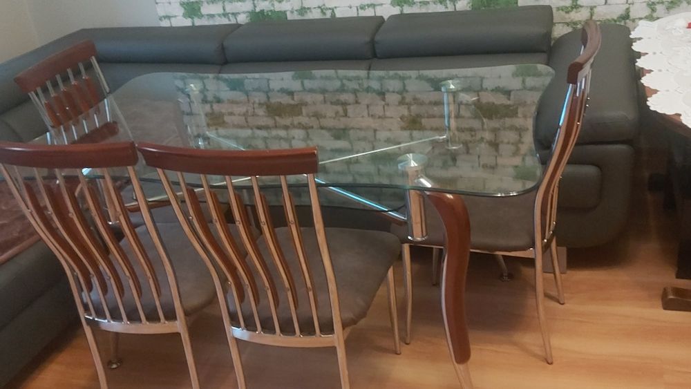 Stół szklany + 6 krzeseł