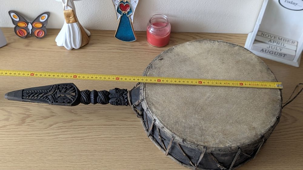 Bęben szamański Dhyangro z Nepalu – rękodzieło, vintage