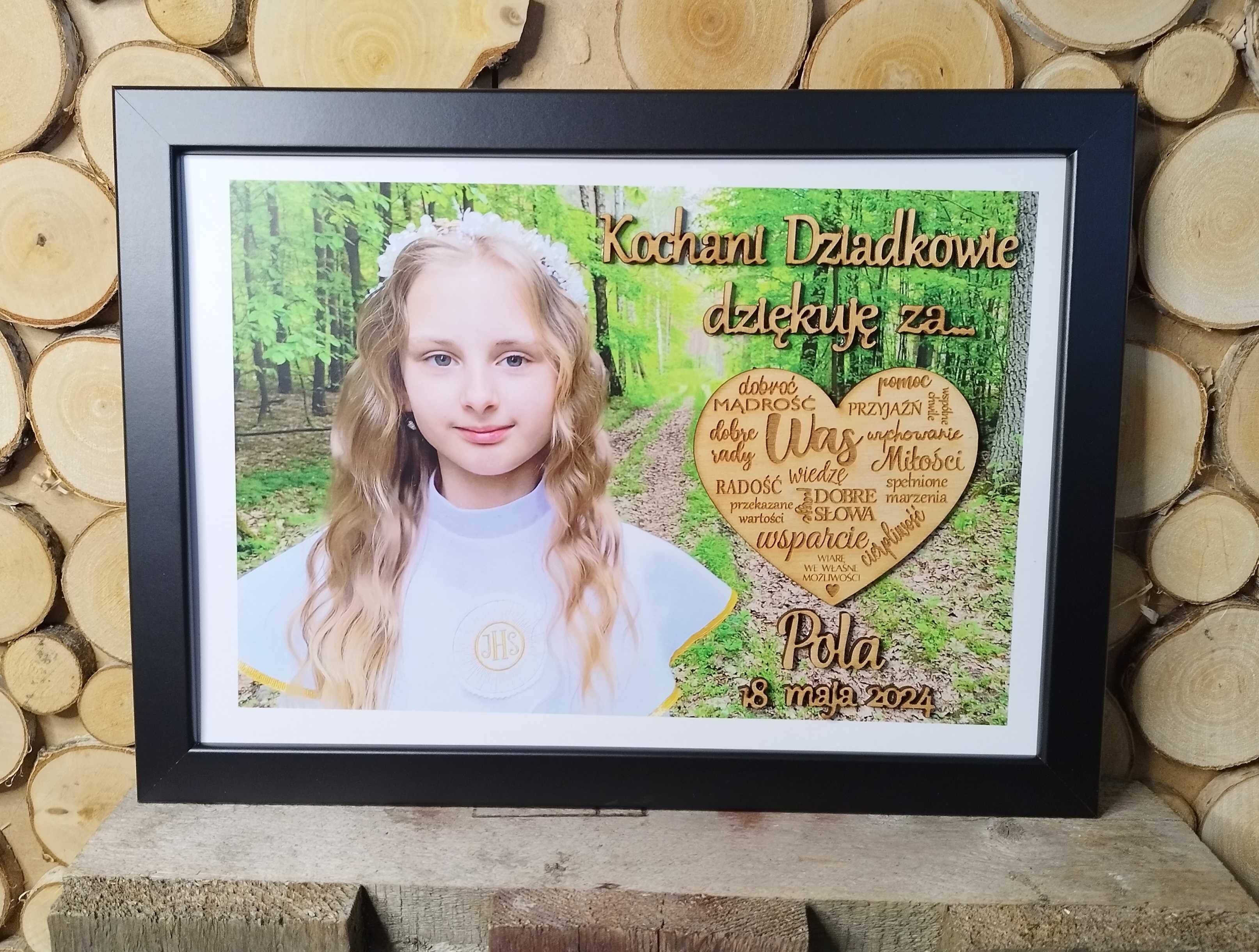 Podziękowanie ze zdjęciem * dla Chrzestnych Dziadków Chrzest Komunia