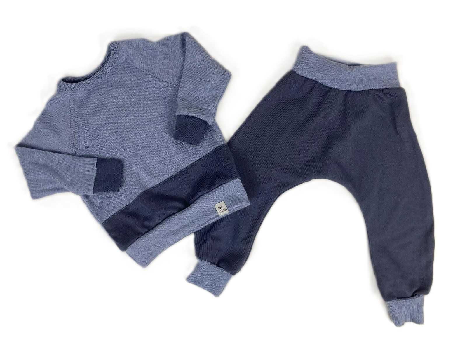 Bluza spodnie 86 cm 100% wełna baggy wool merino komplet zestaw piżama