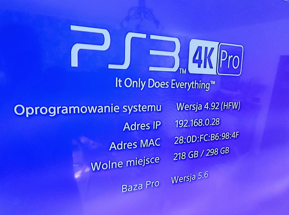 Przerobiona Playstation 3 Slim  4K PRO MOD HFW 4 92 HEN zestaw