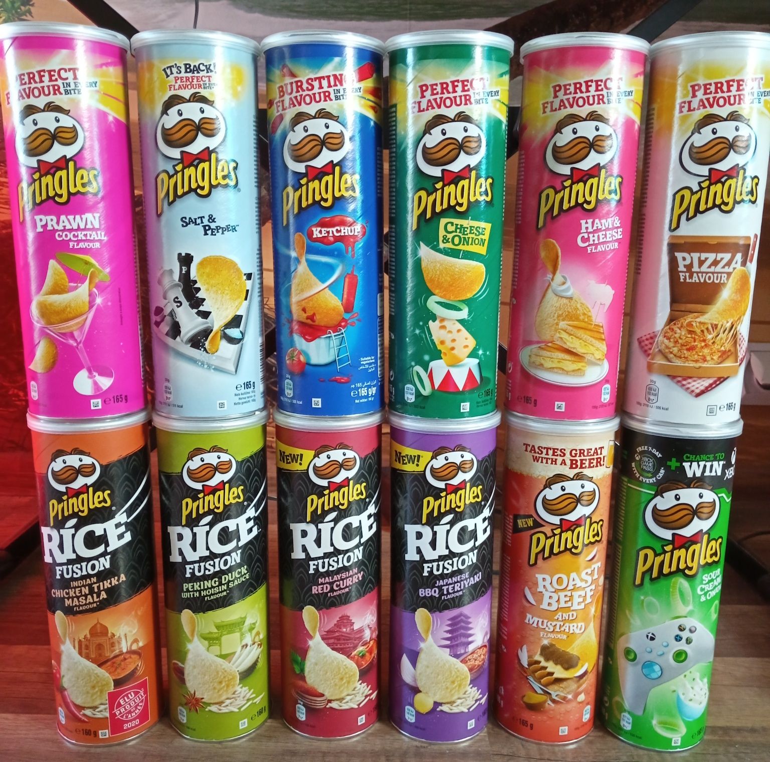 Puszki Pringles małe zwykłe rice fusion 12 sztuk logo 2009 - 2020