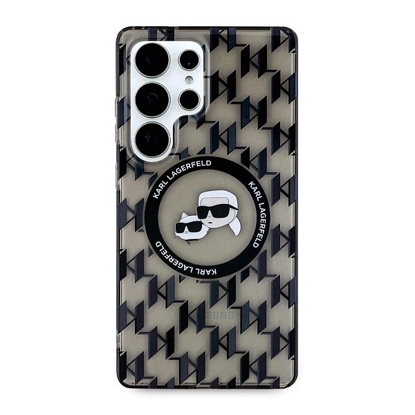 Etui Karl Lagerfeld Button Karl & Choupette Heads On KL Pattern MagSaf