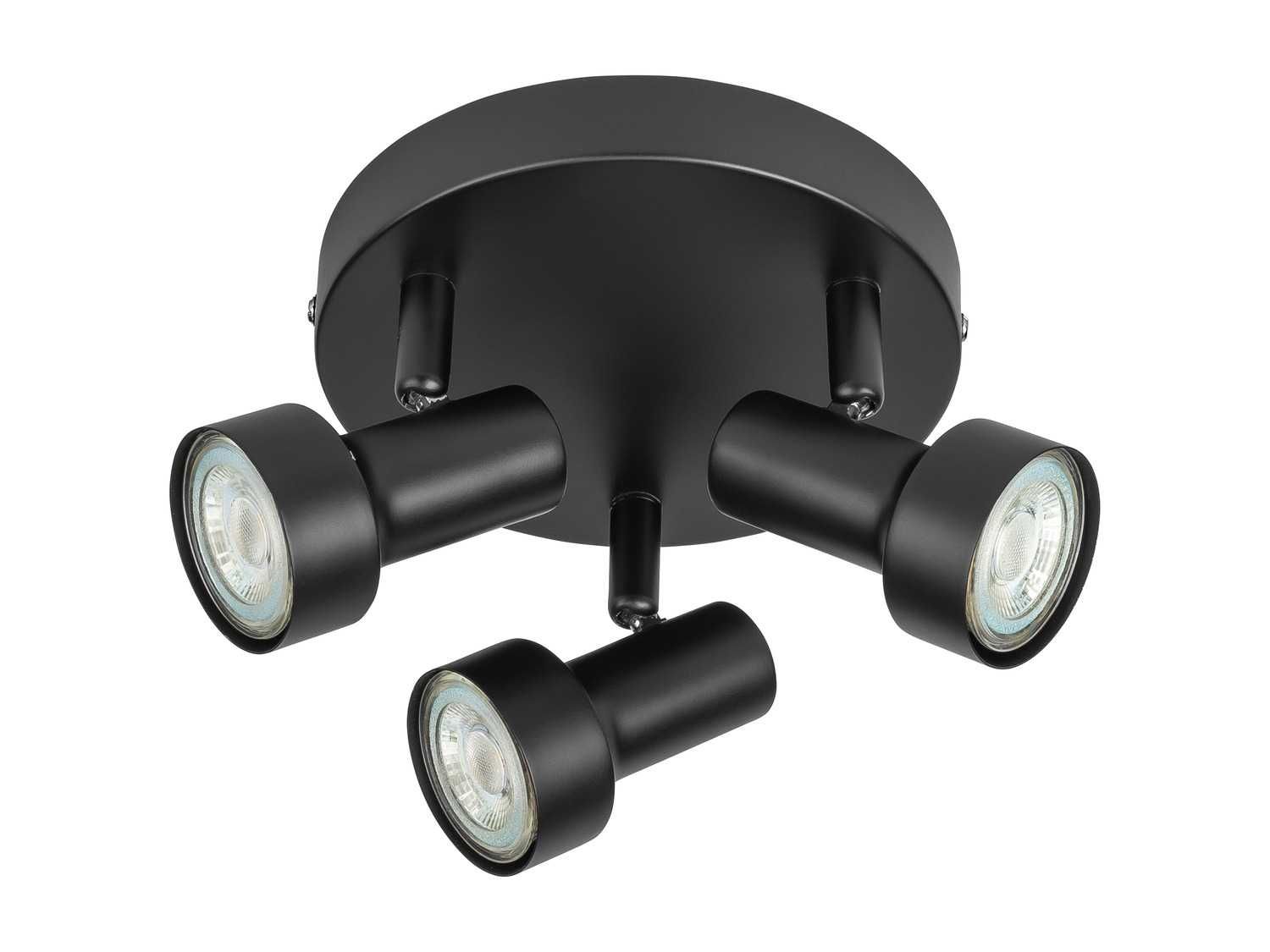 LIVARNO home Lampa sufitowa LED, 3-punktowa, 4,6 W czarna okrągła