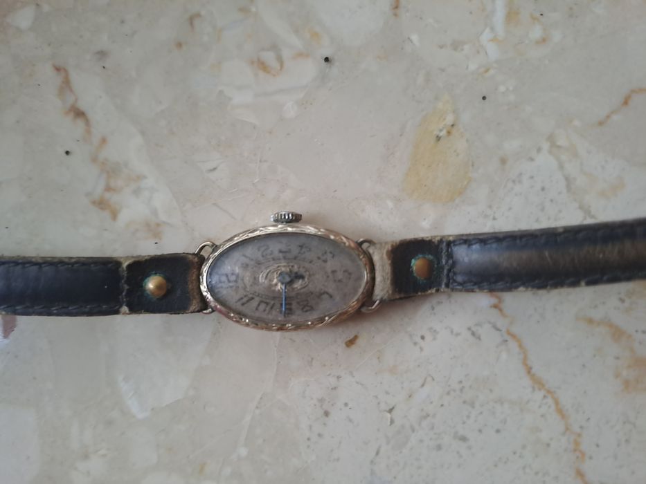 Zegarek elgin piano watch case co 14k vintage grawer białe złoto luksu