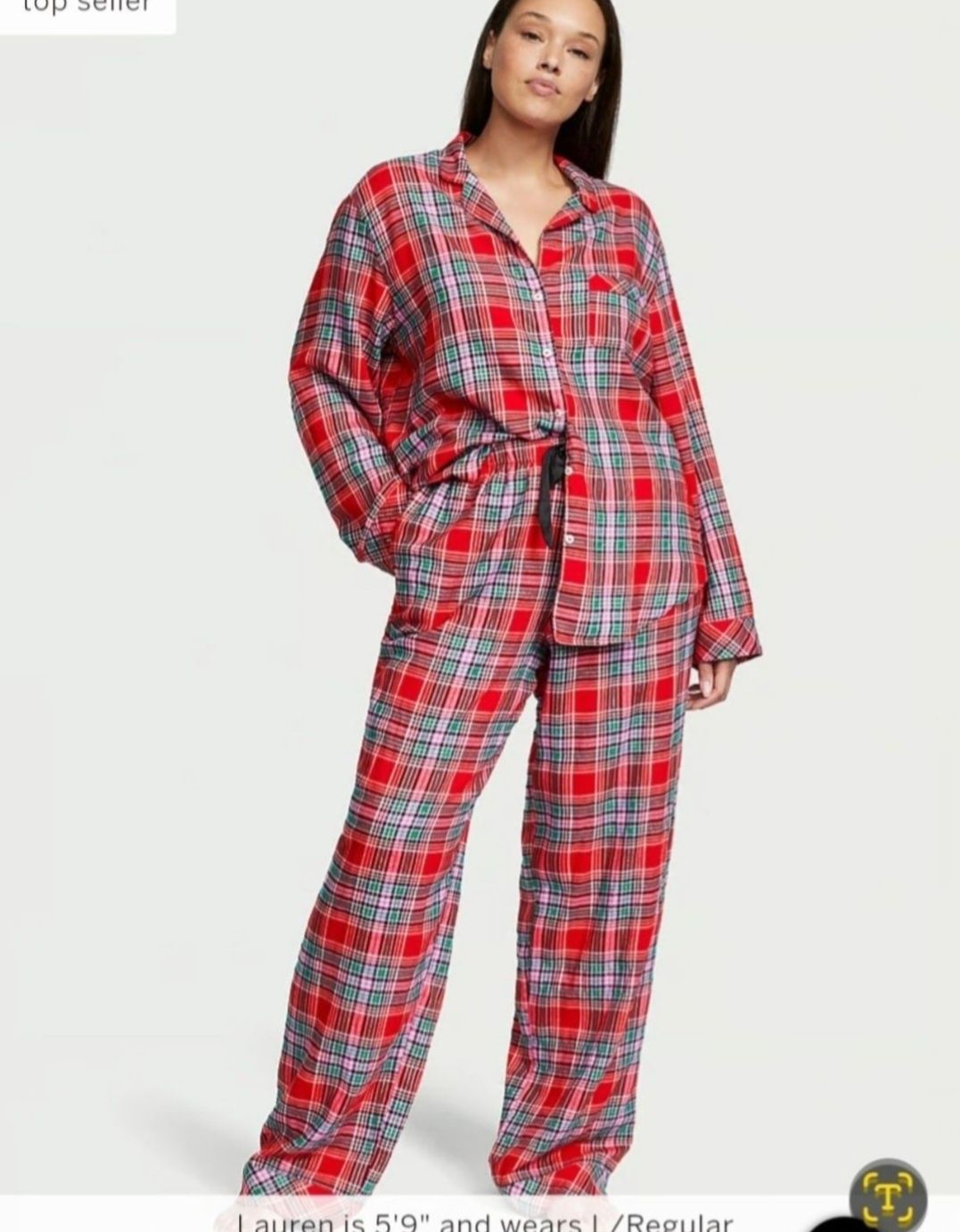 VICTORIA'S SECRET oryginalna z USA pizama flanelowa czerwona krata S