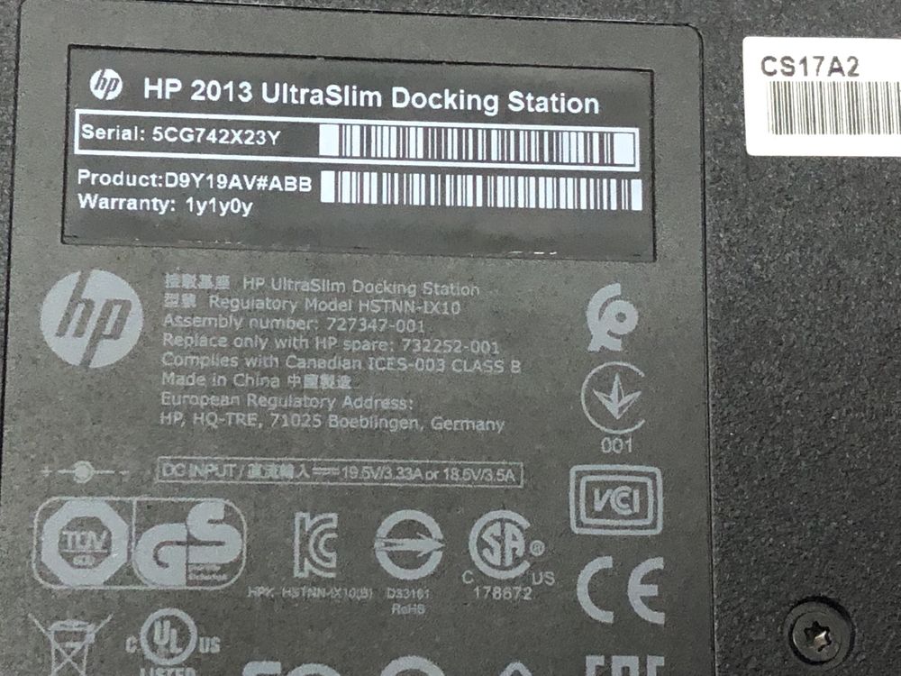 Док-станція HP UltraSlim 2013 + блок живлення 65W (19V 3.33A)