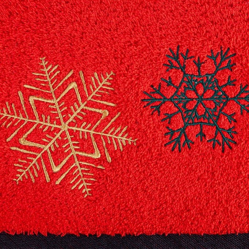 Ręcznik 50x90 czerwony gwiazdki świąteczny 450 g/m2