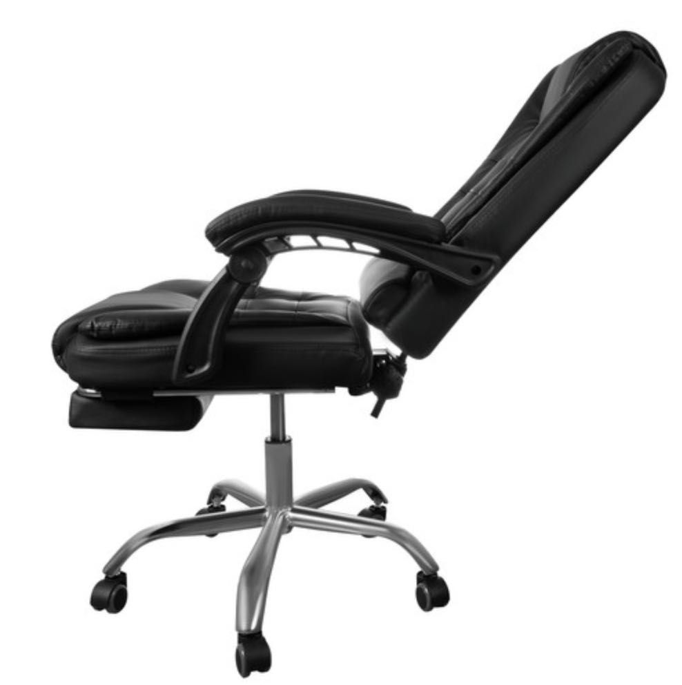 Krzesło obrotowy z podnóżkiem funkcją leżenia bujania Czarny PREMIUM‼️