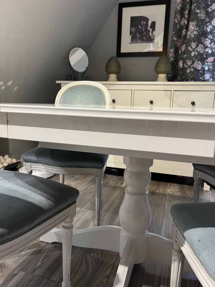 Stół okrągly Ingatorp Ikea biały 110/155cm
