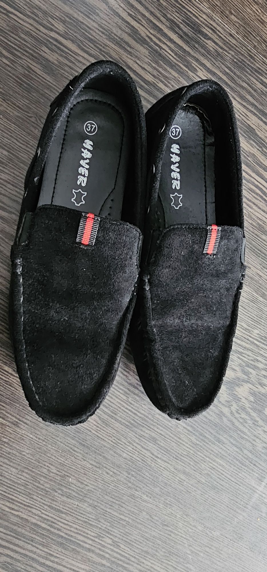 Mokasyny chłopięce pólbuty wsuwane elegancki czarne
